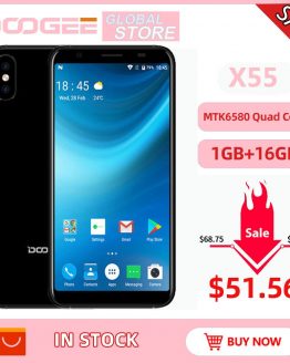 2018 DOOGEE X55 Android 7.0 5.5 Inch 18:9 HD MTK6580 Quad Core 16GB ROM Dual Camera 8.0MP 2800mAh Side Fingerprint Smartphone
