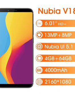 Global Version ZTE Nubia V18 4GB 64GB 6.01" Smartphone Snapdragon 625 2160*1080 Octa Core 18:9 4000mAh 13MP Mobile Phone