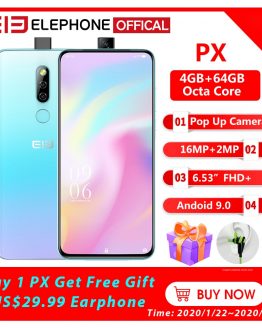 Elephone PX 6.53" FHD+Full Screen Pop-Up 16MP+2MP Camera 3300mAh Mobile Phone Android 9.0 MT6763 Octa Core 4GB+64GB Smartphone