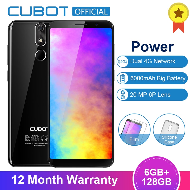 Cubot Power Android 8.1 Helio P23 Octa Core 6000mAh 6GB RAM 128GB ROM 5.99 Inch FHD+ 6P lens Smartphone 20.0MP Celular 4G LTE