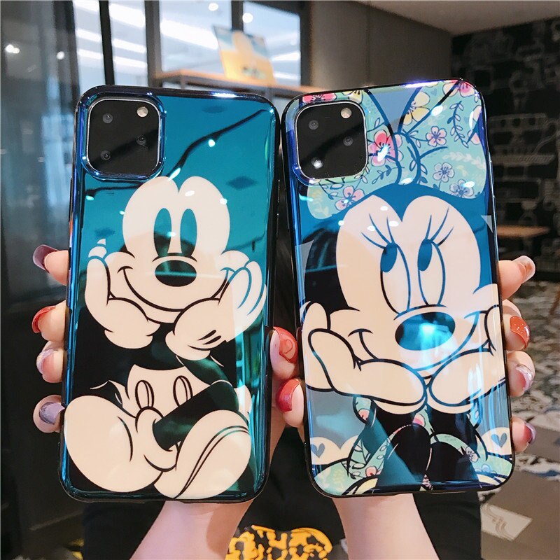 Fashion Blue Ray for iPhone 11 Pro Case Cute Cartoon Minnie Soft Silicone Funda for iPhone 7 8 6 S Plus X XR Xs Max Case
