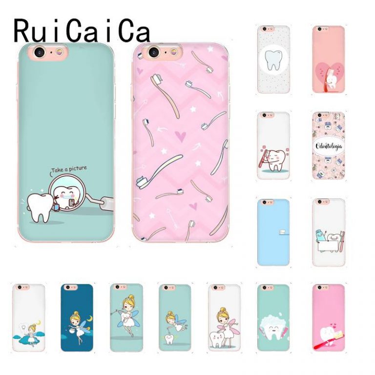 RuiCaiCa Funny Cartoon Dentist Dental Crowned Teeth Soft Phone Case