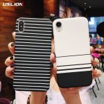 USLION Simple Stripe Grid Phone Case For iPhone 11 X 8 7 Plus XR XS Max Slim Back Cover For iPhone 11 Pro Max Hard Plastic Cover
