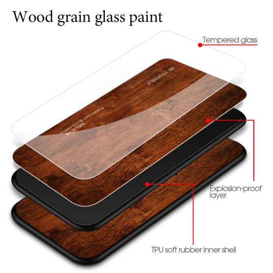 Luxury Wood Grain iPhone Case | Slim Glass Cover for iPhone XS Max, XR, X, 11 Pro - Image 3