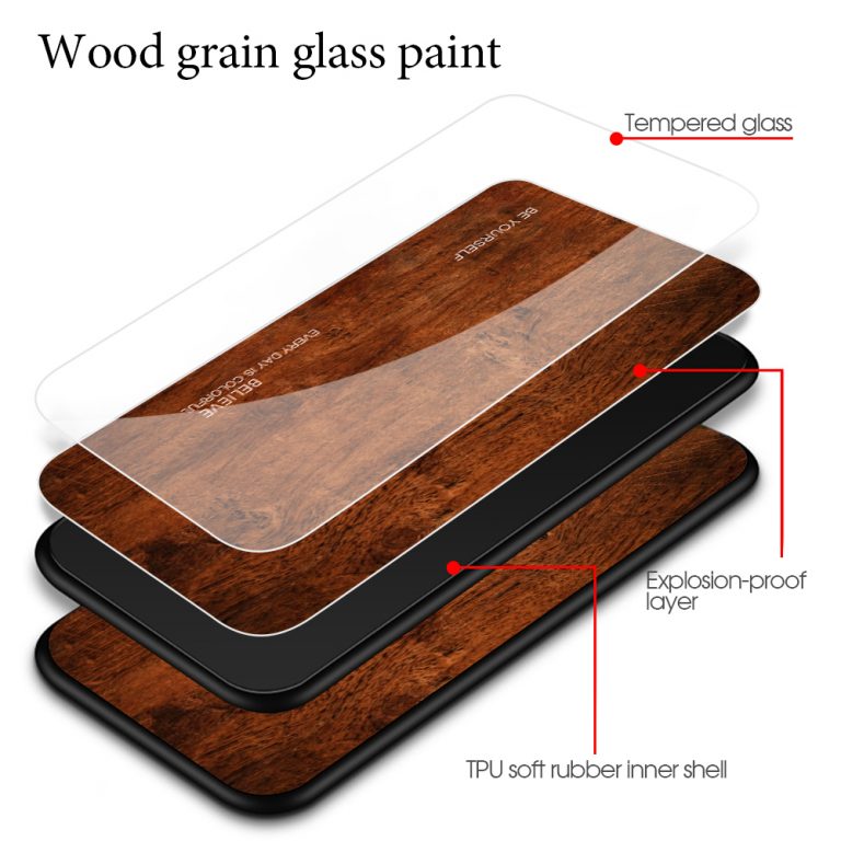 Luxury Wood Grain Phone Case For iPhone XS Max XR X Soft TPU Edge Slim Glass Cover Case for iPhone XS MAX XR 11 Pro Coque Shell 2 Luxury Wood Grain iPhone Case | Slim Glass Cover for iPhone XS Max, XR, X, 11 Pro