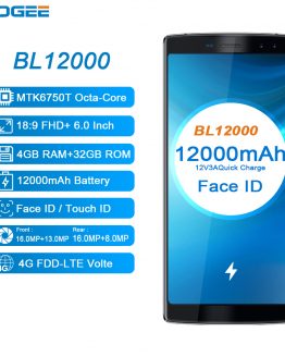 12000mAh Fast Charge 6.0'' Android Smartphone 18:9 FHD 4GB RAM 32GB ROM Quad Camera 16.0MP MTK6750T Octa Core DOOGEE BL12000