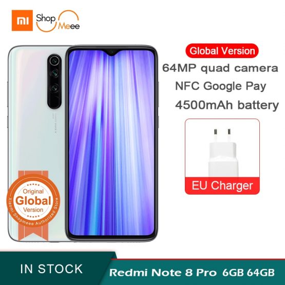 Global Version Xiaomi Redmi Note 8 Pro 6GB RAM 64GB ROM 64MP Quad Rear Camera Smartphone MTK Helio G90T Octa Core 4500mAh