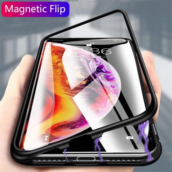 Metal Magnetic Adsorption Glass Case For iphone XR X XS 8 7 Plus 6 6S 11 Pro Max Phone Case For iphone 11 Case Cover Capa Coque