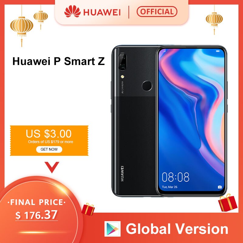 Global Version Huawei P Smart Z 4GB 64GB Kirin 710F Octa core Smartphone Auto Pop Up Front Camera 6.59'' Cellphone Support NFC