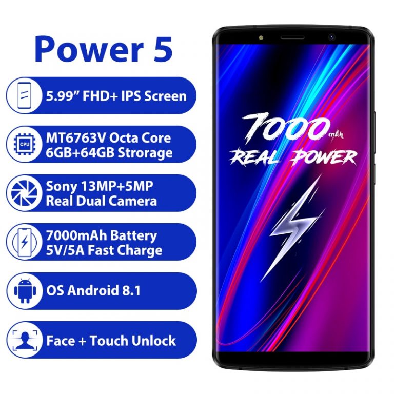 LEAGOO Power 5 Smartphone 5.99" FHD+ 18:9 RAM 6GB ROM 64GB Android 8.1 MT6763 Octa Core 7000mah Dual Rear Cams 4G Mobile Phone 2 LEAGOO Power 5 Smartphone 5.99" FHD+ 18:9 RAM 6GB ROM 64GB Android