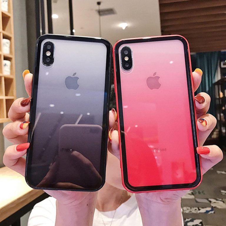 Luxury Transparent Gradient Phone Gradient Color Soft Edge + Acrylic Plate Case