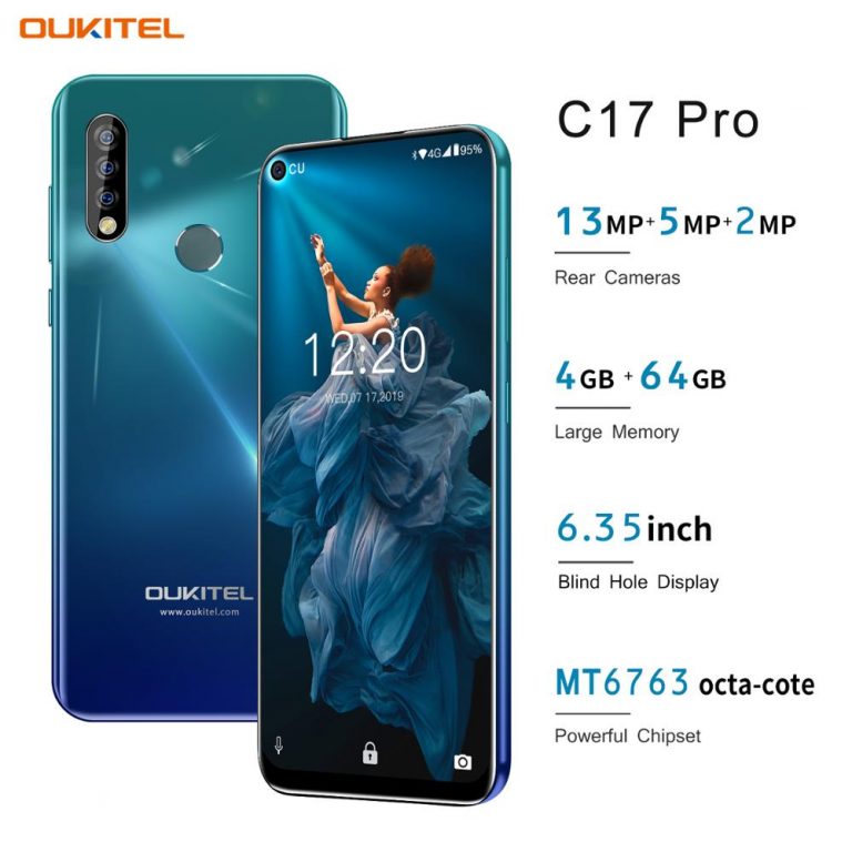 OUKITEL C17 Pro 6.35"19.5:9 Android 9.0 4G RAM 64G ROM Octa Core