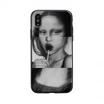 XIAOCHENGGUI Mona Lisa Art David lines Black Soft Shell Phone Cover for iPhone