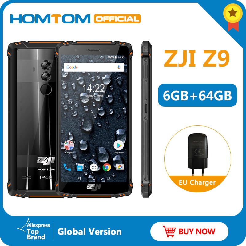 HOMTOM ZJI Z9 Helio P23 IP68 Waterproof 4G LTE Smartphone Octa Core 5.7 inch 6GB RAM 64GB ROM 5500mAh Full Bands Mobile Phone