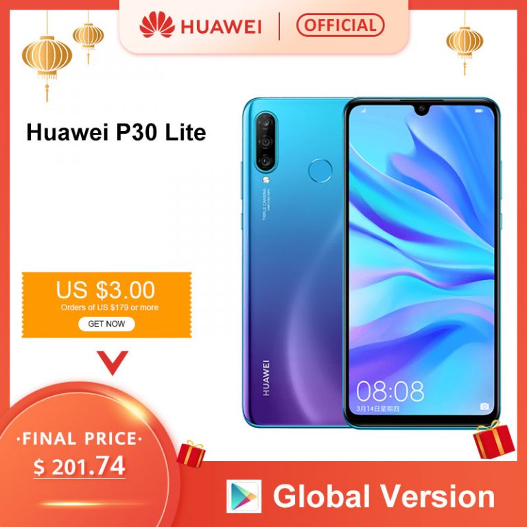 Global Version Huawei P30 Lite 4GB 128GB Smartphone 24MP Triple Cameras 32MP Front Camera 6.15'' Full Screen Kirin 710 18W QC