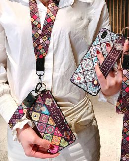 Fashion Plaid Style Wrist Strap Phone Case For iPhone X XR XS XS 6 6s 7 8plus 11 Pro Max with Lanyard Neck Strap Wrist Strap