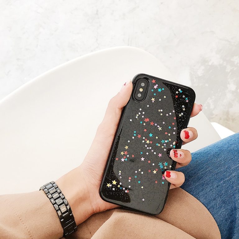 Qianliyao For iphone 11 Pro Max XS Max XR Case Bling Colorful Star Silicon