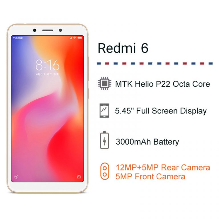 Global Version Xiaomi Redmi 6 4GB 64GB Smartphone Helio P22 Octa Core