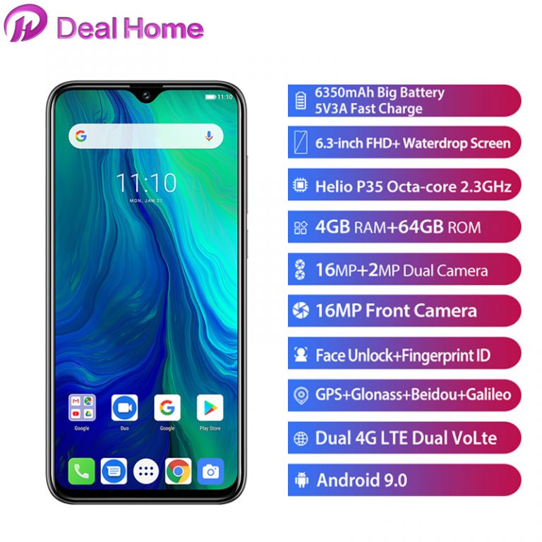 Ulefone Power 6 6.3" 19.5:9 FHD Smartphone Android 9.0 Helio P35 Octa Core