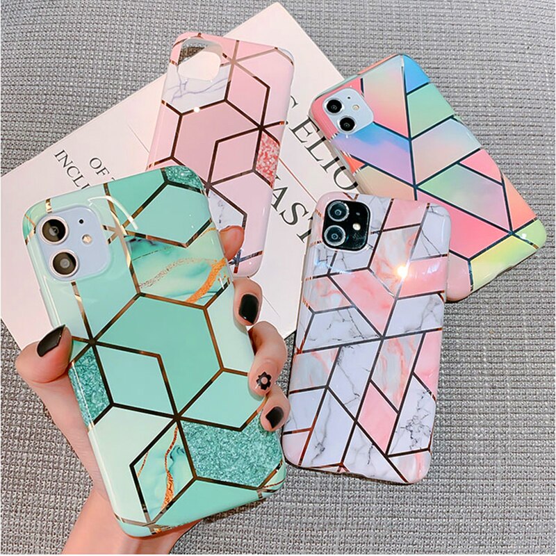Luxury Marble Plating Case For iPhone 11 Pro Max X XR Xs Max Soft TPU Phone Case For iPhone 6 6s Plus 7 8 Plus IMD Back Cover
