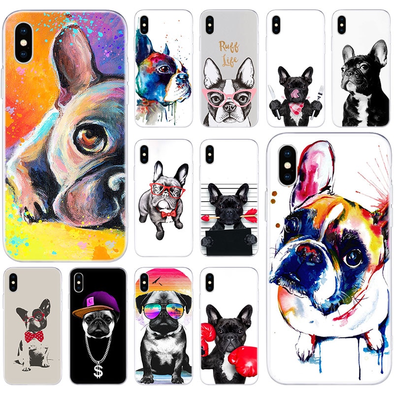 Hot French Bulldog Dog Pug Soft Silicone Case for Apple iPhone 11 Pro XS MAX X XR 7 8 Plus 6 6s Plus 5 5S SE Fashion Cover