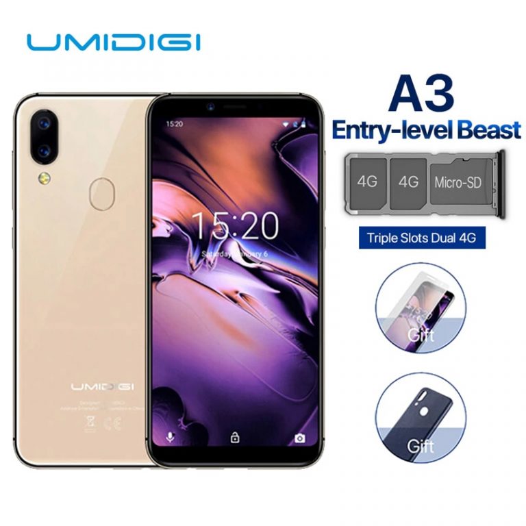 UMIDIGI A3 Smartphone Global Dual 4G Sim 5.5 Inch 18:9 Full Screen Mobile