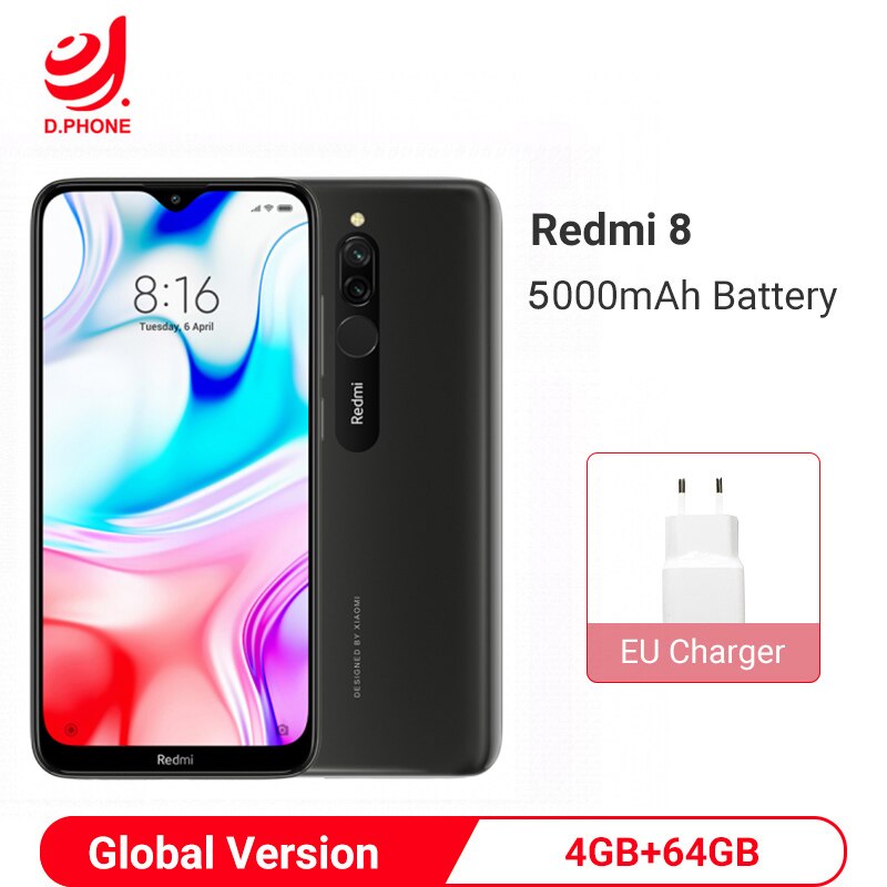 Xiaomi Redmi 8 4GB 64GB Global Version Smartphone Snapdragon 439 Octa Core 5000mAh Big Battery 12MP Dual Camera Mobile Phone
