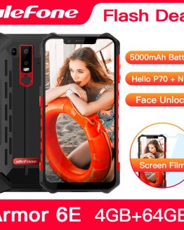 Ulefone Armor 6E IP68 Waterproof NFC Rugged Mobile Phone Helio P70 Otca-core Android 9.0 4GB+64GB Wireless Charge Smartphone