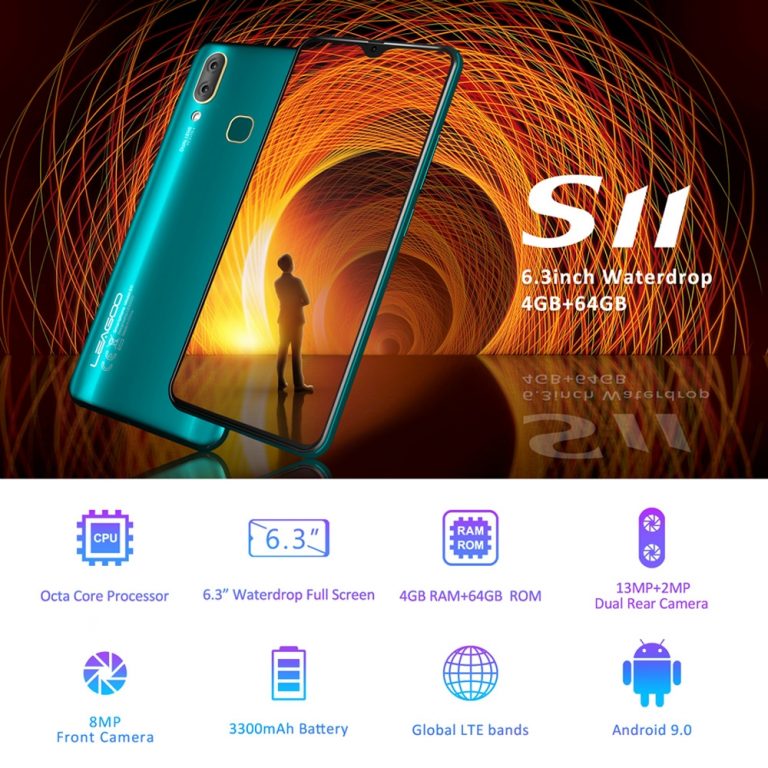 Leagoo S11 Smartphone Android 9.0 Mobile Phone 6.3'' Waterdrop Screen
