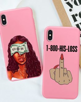 ciciber Melanin Poppin Black Girl Phone case for iPhone 11 Pro Max 7 8 6s Plus X XR XS Max Matte Pink Silicone TPU Cases Fundas