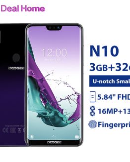 Doogee N10 5.84” FHD+ Screen Mobile Phone 3GB 32GB Android 8.1 Octa Core 16.0MP Camera 3360mAh Fingerprint 4G LTE Smartphone