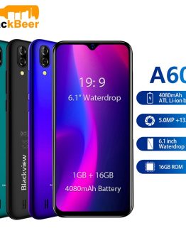 Original Blackview A60 3G Smartphone 19:9 6.1 inch Android Cellphone 4080mAh Battery 1GB 16GB ROM Mobile Phone 13MP+5MP Dual SIM