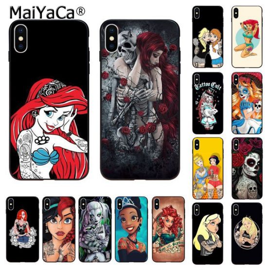 MaiYaCa Bad princess black tattoo Black Shell Phone Cover for Apple iphone 11 pro 8 7 66S Plus X XS MAX 5S SE XR Cases