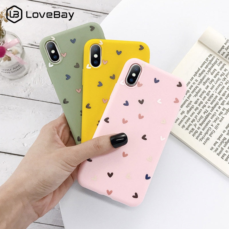 Lovebay Silicone Love Heart Phone Case For iPhone 11 Pro X XR XS Max 7 8 6 6s Plus 5 5s SE Candy Color Shell Soft TPU Back Cover