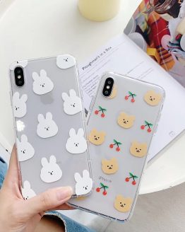 INS Korea cute cartoon animal funny rabbit bear phone case For iphone Xs MAX XR X 6 6s 7 8 plus couple clear soft TPU back Cover