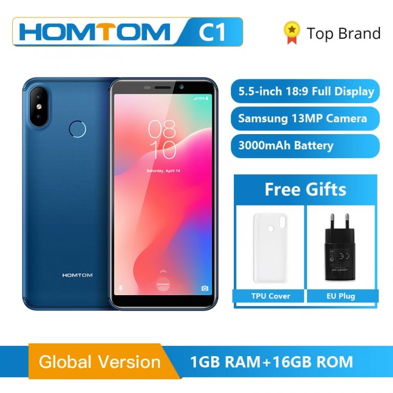 Global Version HOMTOM C1 16GB 5.5Inch Mobile Phone 13MP Camera Fingerprint 18:9 Display Android 8.1 MT6580A Unlock Smartphone Global Version HOMTOM C1 16GB 5.5Inch Mobile Phone 13MP Camera Fingerprint 18:9 Display Android 8.1 MT6580A Unlock Smartphone