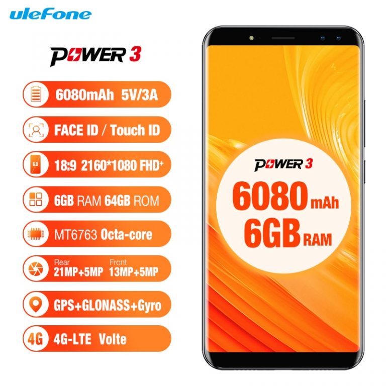 Original Ulefone Power 3 FHD+Screen 6080mAh Big Battery Smartphone Android 7.1 Face ID 6GB+64GB Touch ID 21MP Camera Cellphone 2 Original Ulefone Power 3 FHD+Screen 6080mAh Big Battery Smartphone