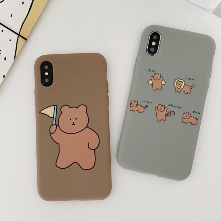 JAMULAR Cartoon Bear Silicone Soft Phone Case For iPhone 7 11 Pro