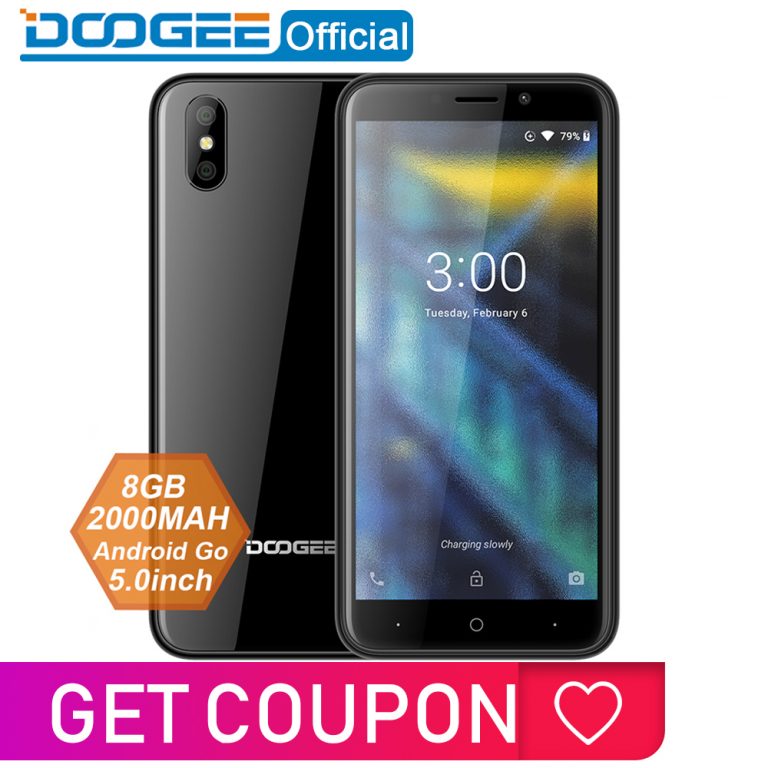 DOOGEE X50 mobile phone Android 8.1 MTK6580M Quad-Core 1GB RAM 8GB ROM Dual Cameras 5.0inch 2000mAh Dual SIM Smartphone WCDMA
