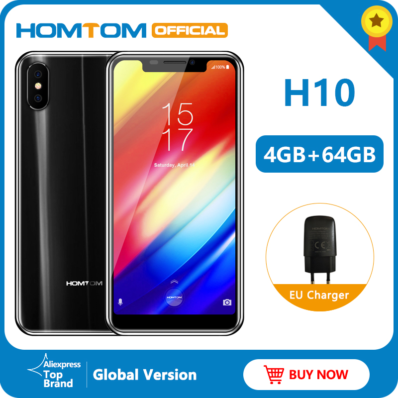 Global version Homtom H10 5.85" Android 8.1 MTK6750T Octa Core Cell Phone Fingerprint unlock 64GB 3500mAh 16MP 4G LTE Smartphone