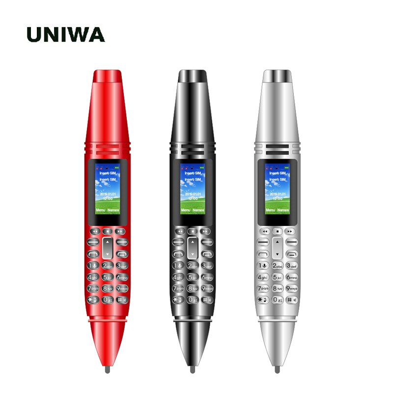 UNIWA Mini Pen Mobile Phone Magic Voice Kid Bluetooth Wireless 2G Unlocked Small Cellphone Wireless FM Radio Pen Style AK007
