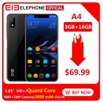 Elephone A4 5.85'' HD+ 18:9 Notch Screen Mobile Phone Android 8.1 MT6739 Quad Core 3GB RAM 16GB ROM 4G Unlock 3000mAh Smartphone