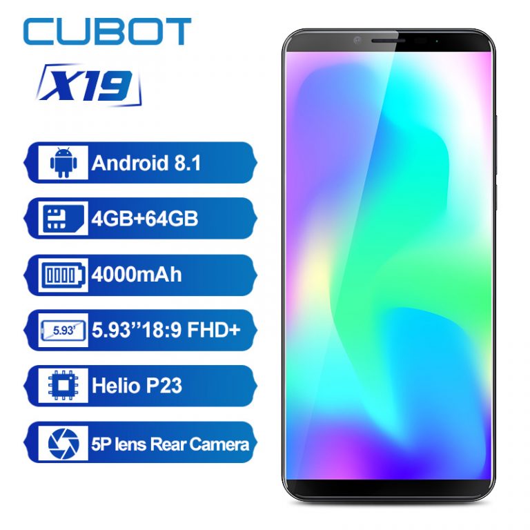 Original Cubot X19 5.93'' FHD+ mobilephone Android 8.1 Helio P23 Octa Core