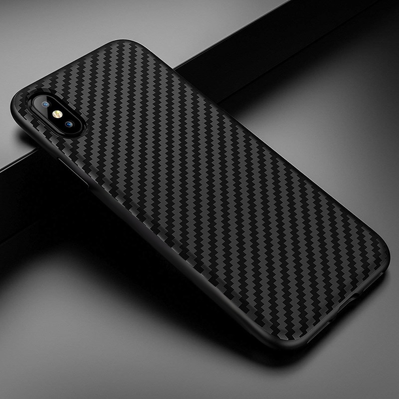 Phone Case For iphone 11 pro Max 7 8 6 6s plus Cover For Soft Plain Black Carbon Fiber protection case For iphone X 5 5s Cover