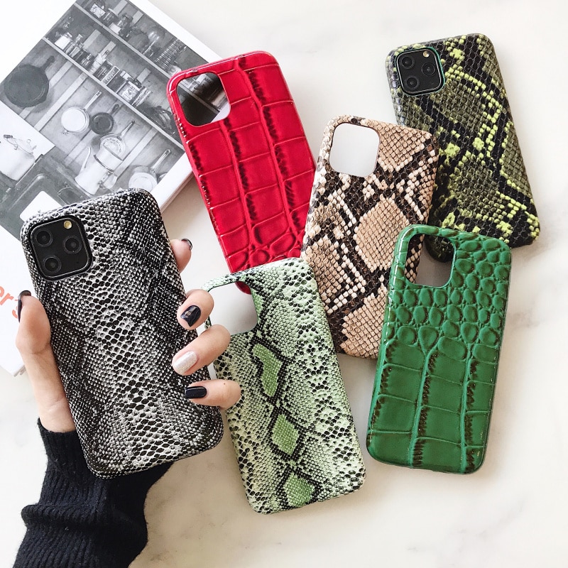 crocodile Texture soft silicone phone case For iphone 11 pro XS MAX X XR 7 8 6 6S plus Snake Skin Pu Leather cover coque Fundas