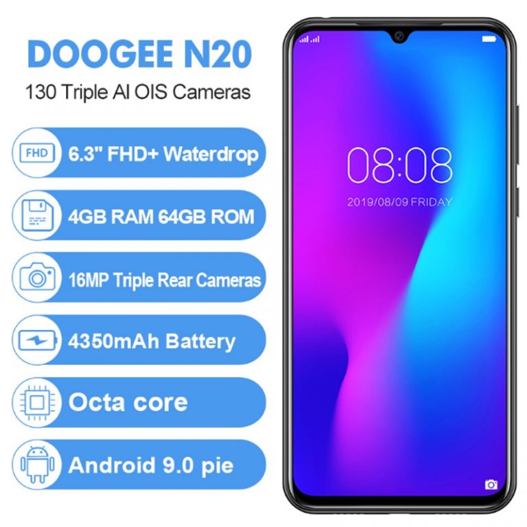 DOOGEE N20 New 2019 Smartphone 6.3inch FHD+ Display 4350mAh