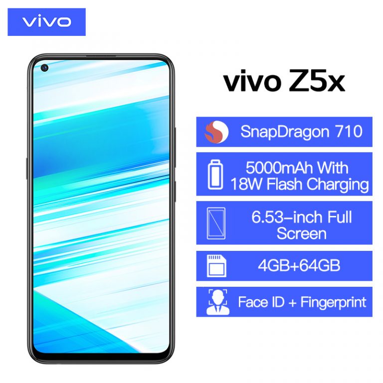 Original vivo Z5x Mobile Phone 6.53" Screen 8G 128G Snapdragon710 5000mAh Battery 18W Charge celular Cell Smartphone
