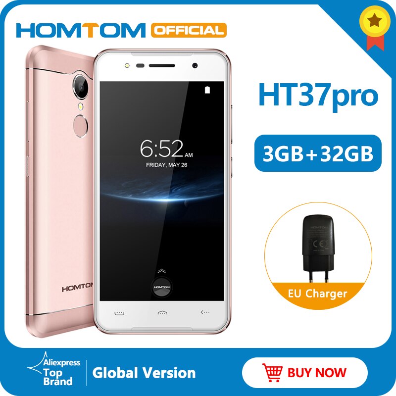 Original version HOMTOM HT37 Pro 4G Smartphone MTK6737 5.0 Inch HD Android 7.0 3GB+32GB 13MP 3000mAh Fingerprint ID Mobile Phone