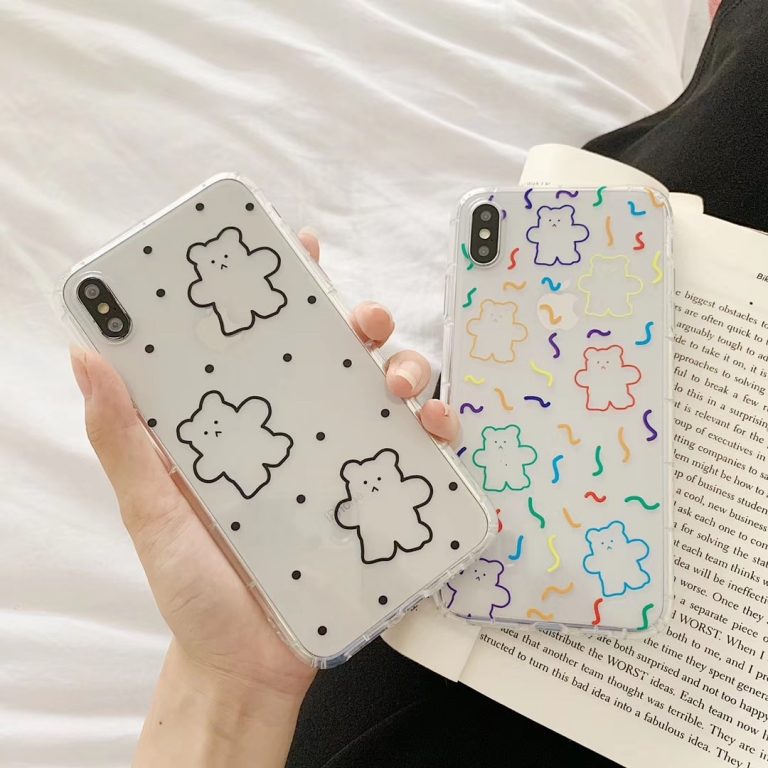 INS Korea super fire candy color bear phone case For iphone Xs MAX XR X 6 6s 7 8 plus cute wave point clear color TPU back cover 1 INS Korea super fire candy color bear phone case For iphone