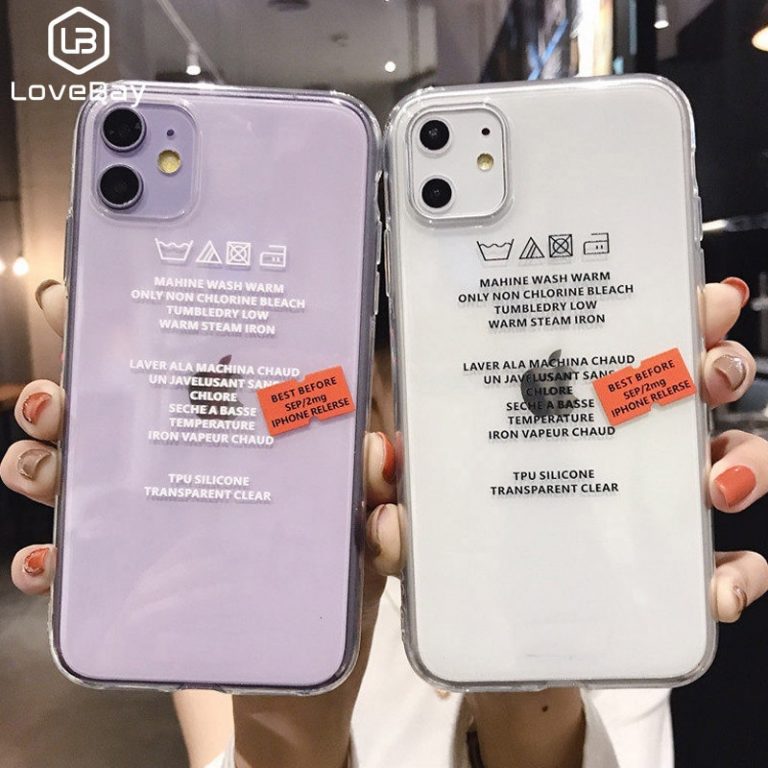 Lovebay Transparent Label Letters Phone Case For iPhone 11 Pro Max X XS XR Xs Max Soft TPU Clear Cover For iPhone 6 6s 7 8 Plus